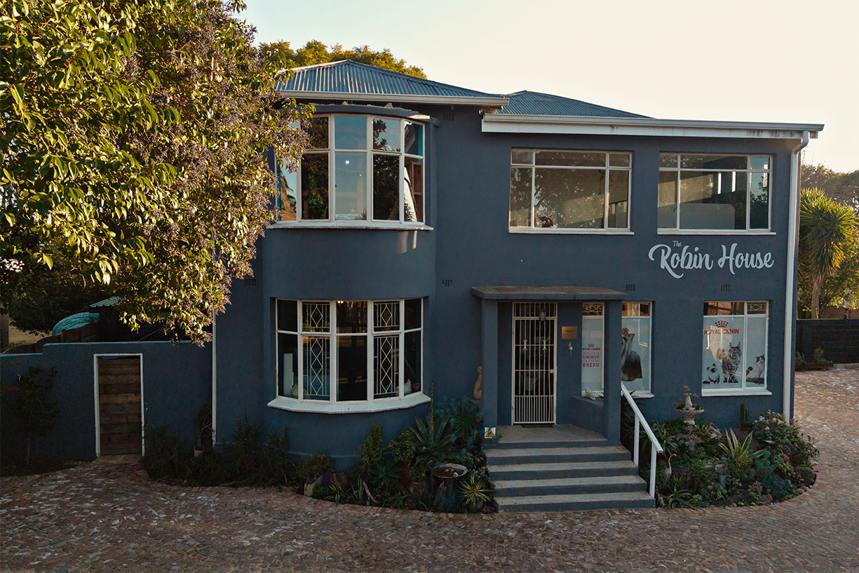 An exterior view of The Robin House boutique exotic pet hotel and small animal boarding facility in Benoni.